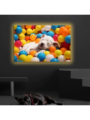 Marsilyan LED Işıklı Kanvas Tablo, 3D Dekoratif Baskılı Tablo Yapay Zeka Desteksli Hayvanlar  181