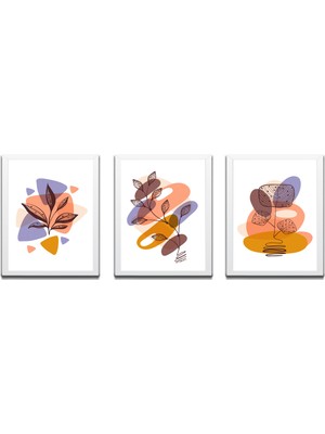Bohem Tarz Mdf Plastik Çerçeveli 3'lu Dekoratif Tablo 110