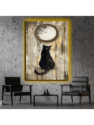 Marsilyan LED Işıklı Kanvas Tablo, 3D Dekoratif Baskılı Tablo Yapay Zeka Desteksli Hayvanlar  387