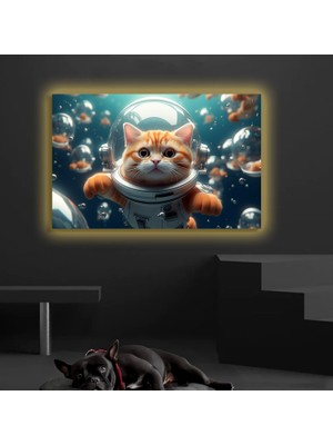 Marsilyan LED Işıklı Kanvas Tablo, 3D Dekoratif Baskılı Tablo Yapay Zeka Desteksli Hayvanlar  166