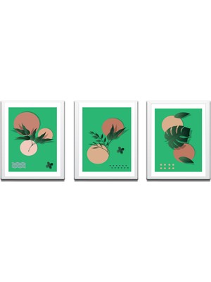 Bohem Tarz Mdf Plastik Çerçeveli 3'lu Dekoratif Tablo 133