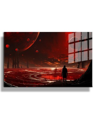 Marsilyan Sanatsal Yapayzeka, Creative Art, 3D Dekoratif Baskı Yatay Cam Tablo 50