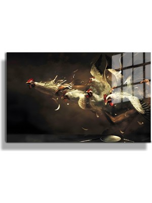 Marsilyan Eğlenceli Hayvanlar, Yapay Zeka Destekli, 3D Dekoratif Baskı Yatay Cam Tablo 207