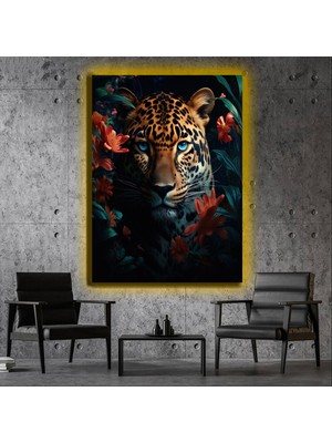 Marsilyan LED Işıklı Kanvas Tablo, 3D Dekoratif Baskılı Tablo Yapay Zeka Desteksli Hayvanlar  480