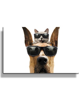 Marsilyan Eğlenceli Hayvanlar, Yapay Zeka Destekli, 3D Dekoratif Baskı Yatay Cam Tablo 296