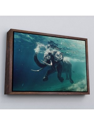 Marsilyan Çerçeveli Yüzen Fil Dekoratif Kanvas TABLO-1128