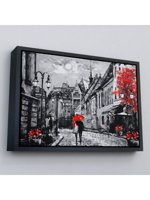 Marsilyan Çerçeveli Macaristan Budapeşte Sokak Manzarası Yağlıboya Görünüm Dekoratif Duvar TABLOSU-3546