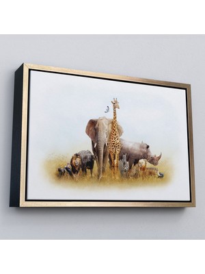 Marsilyan Çerçeveli Hayvanlar Alemi Dekoratif Kanvas TABLO-1146