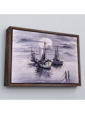 Marsilyan Çerçeveli Venedik Italya Yelkenli Limanı Yağlı Boya Görünümlü TABLO-1200