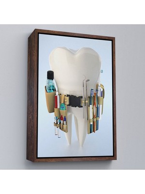 Marsilyan Çerçeveli Diş Kliniği, Ağız Bakım Ofisi Dekorasyonu, Diş Hekimi Kanvas TABLO-5300