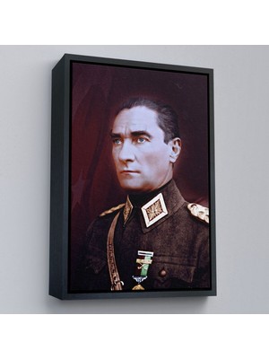 Marsilyan Çerçeveli Atatürk Portre Tablosu Mustafa Kemal Atatürk Dikdörtgen Dekoratif Kanvas Tablo-67