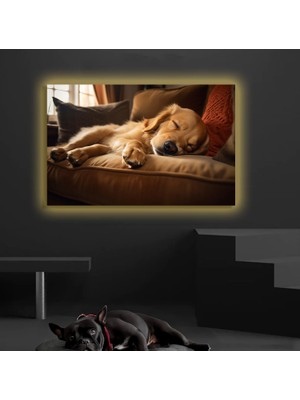 Marsilyan LED Işıklı Kanvas Tablo, 3D Dekoratif Baskılı Tablo Yapay Zeka Desteksli Hayvanlar  161
