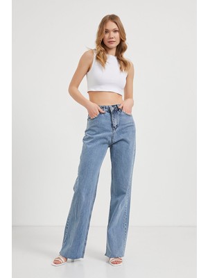 Armalıfe 1685 Kesik Paça Palazzo Denim Kadın Pantolon