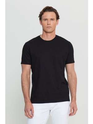 Altınyıldız Classics Pamuklu Slim Fit Dar Kesim Bisiklet Yaka Jakarlı Esnek Tişört