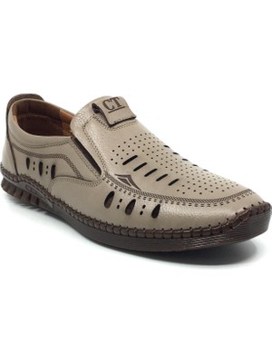 Catelli  Deri Ortopedik Esnek Hafif Jel Taban Yazlık Rahat Günlük Delikli Hava Alabilir Erkek Çarık Ayakkabı 40-45