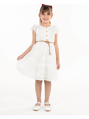 Civil Girls Civil Gilrs Kız Çocuk Elbise 6-9 Yaş Ekru