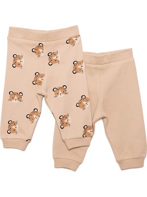 HelloBaby Basic Erkek Ayıcık Baskılı 2li Patiksiz Alt Erkek Bebek