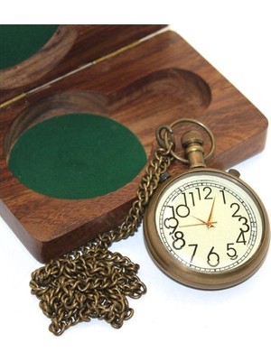 Ahşap Kutulu Pirinç Köstekli Saat Model 3