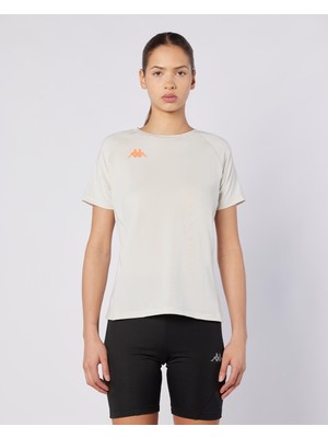 Kappa Fiba Tur Kadın Beyaz Regular Fit Tişört %91 Polyester %9 Elastan Şık Tasarım