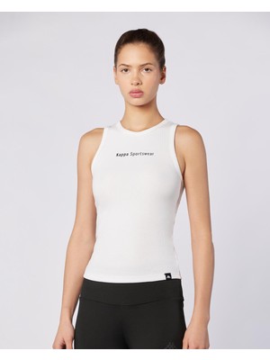 Kappa Kadın Regular Fit Beyaz Ribana Atlet %96 Pamuk, %4 Lycra Konforlu Kullanım