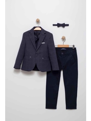 Miniğimin Cicileri Blazer Ceket, Pantolon ve Papyon Erkek Çocuk Takım Elbisesi - Lacivert