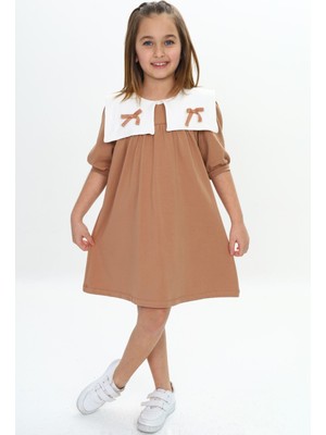 Toontoy Kız Çocuk Yaka Detaylı Elbise