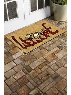 Esnature Sevimli Tembel Kedi Kapı Önü Paspası 45 x 70  cm