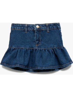 Koton Pamuklu Fırfır Detaylı Denim Etek