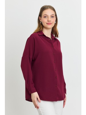 Rays 4636A Çizgi Desenli Gömlek Bordo