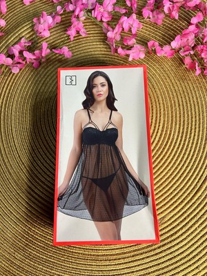 Büşra Bayan Dolgulu Gecelik 730 Siyah