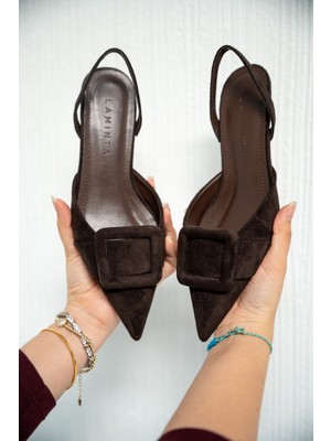 Nicole Acı Kahve Süet Tokalı Kadın Topuklu Ayakkabı