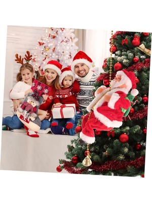 Vıp Ipe  Tırmanan Noel Baba Hareketli Müzikli Zincire Tırmanan Noel Baba Yılbaşı Süsleri 23X5X5CM
