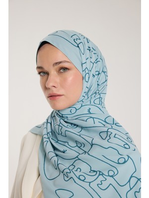 Pure Tone Şal - Marjinal Desen - Su Yeşili - Yeşil