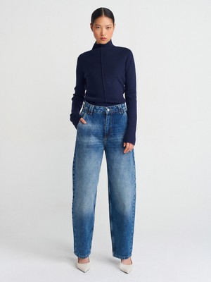 Dilvin 71756 Bol Kesim Balon Denim Pantolon-Tint