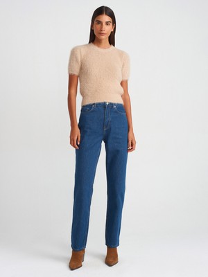 Dilvin 71731 Rins Yıkama Stright Denim Pantolon-Mavi