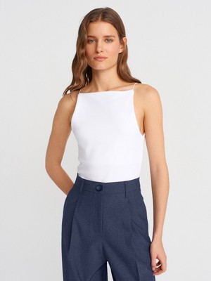 Dilvin 21020 Halter Yaka Top-Koyu Kahve