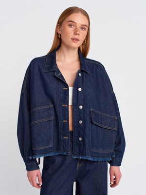 65362 Rins Yıkama Oversize Denim Mont-Lacivert