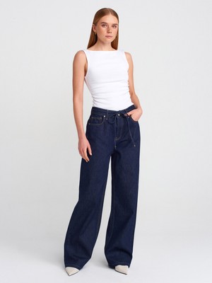 Dilvin 71770 Rins Yıkama Lastikli Denim Pantolon-Lacivert
