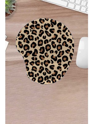 Karmat Leopar Desenli Mouse Pad, Bilek Destekli,konforlu Mousepad, Bilgisayar Aksesuarı