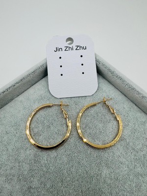 Gly Çlk Bijuteri KP261 Halka Zirkon Küpe (Gold)