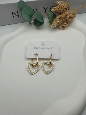 Gly Çlk Bijuteri Kalpli Çelik Küpe (Gold) KP464