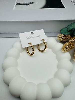 Gly Çlk Bijuteri KP246 Burgu Çelik Küpe (Gold)