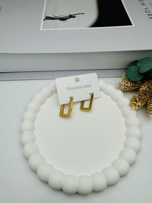 Gly Çlk Bijuteri Dikdörtgen  Çelik Küpe KP372(Gold)