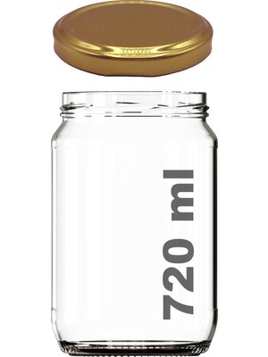 Afracam 720 ml Metal Gold Kapaklı Bal Kavanozu 720 cc Şeffaf Konserve Kavanoz 1 Adet (1 kg Bal Alır)
