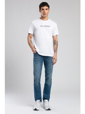 Lee Cooper Antonia Erkek %100 Pamuk O Yaka T-Shirt Beyaz