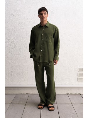 Giesto Dökümlü Jogger Haki Pantolon