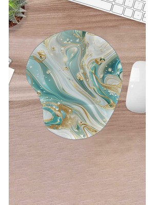 Karmat Mavi Mermer, Mermer Deseni, Mousepad, Bilek Destekli, Konforlu Mousepad, Bilgisayaraksesuarı