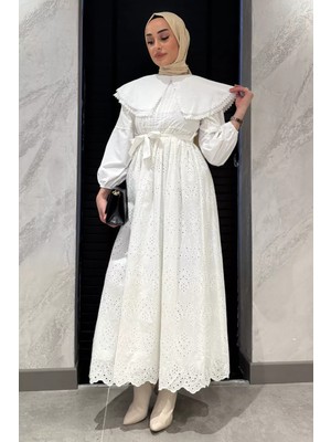 Julude Kadın Büyük Yakalı Fistolu Tesettür Elbise