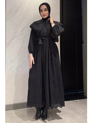 Julude Kadın Büyük Yakalı Fistolu Tesettür Elbise
