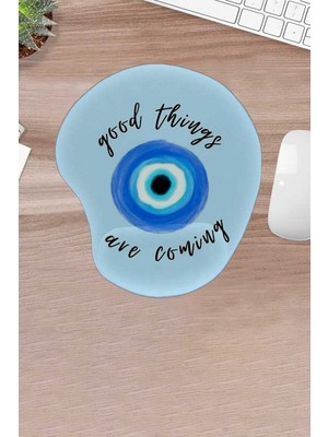 Karmat Nazar Boncuğu, Good Things Are Comings, Mouse Pad, Konforlu, Bilek Destekli, Mousepad,,bilgisayar Aksesuarı